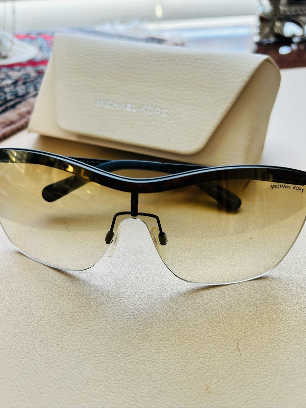 Michael Kors Women's Black Frame with Brown Gradient Shield Sunglasses